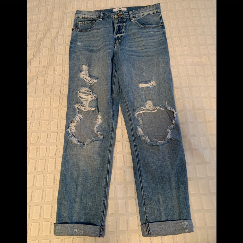 Pistola High Waisted Destroyed Boyfriend Jeans